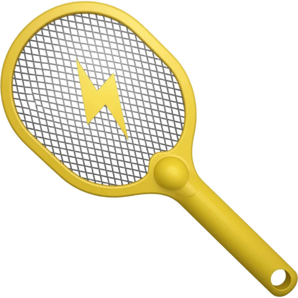 bright yellow colour ,modern electrical fly swatter with lightning symbol in the middle emoji