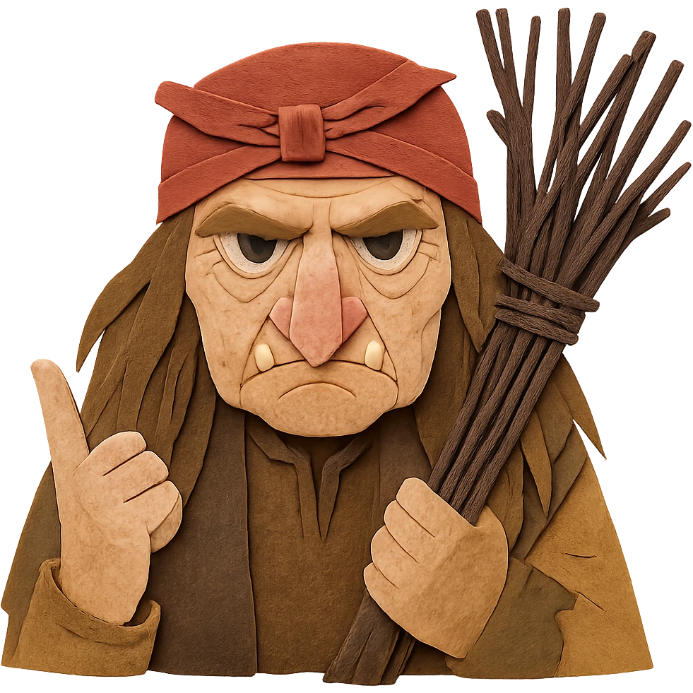 Баба Яга смотрит прямо на зрителя, не обрезать головы emoji