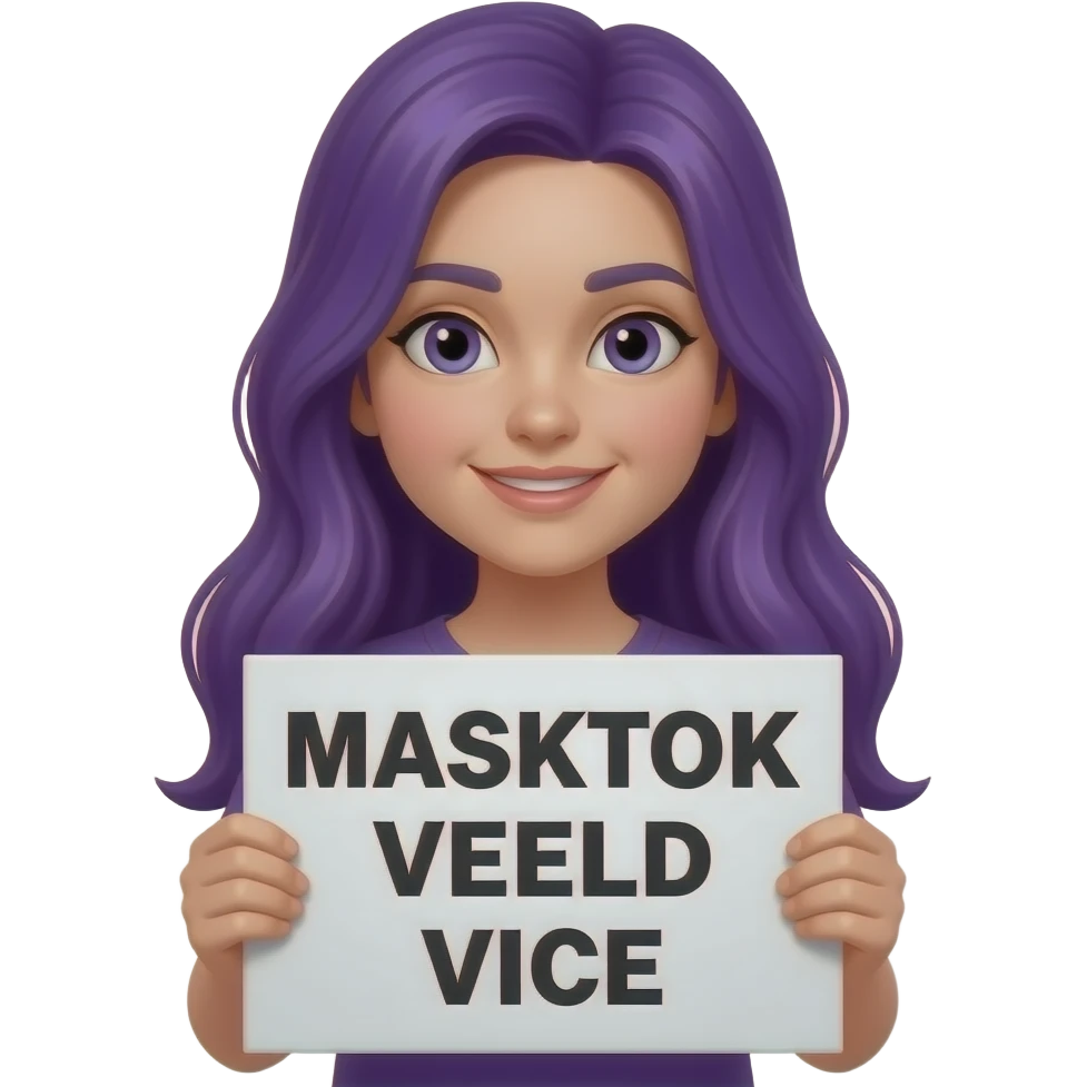 girl with long purple hair with a MASKTOK VEILED VICE sign emoji