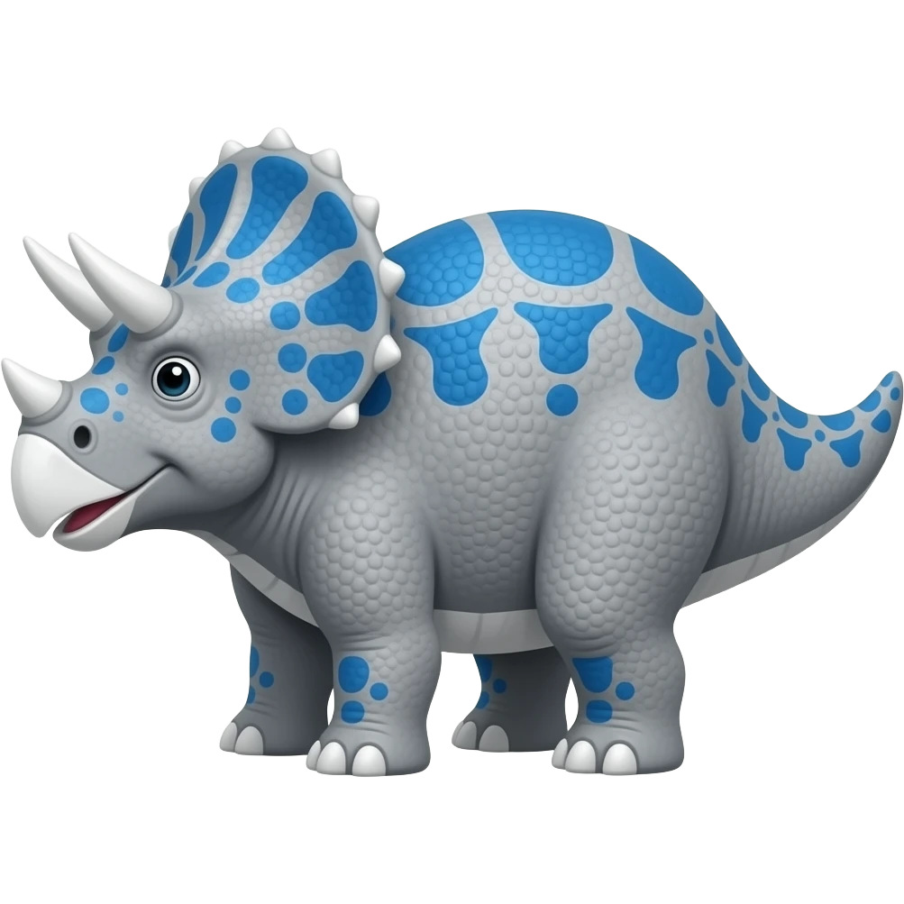 Un Triceratops gris con patrones azul rey emoji