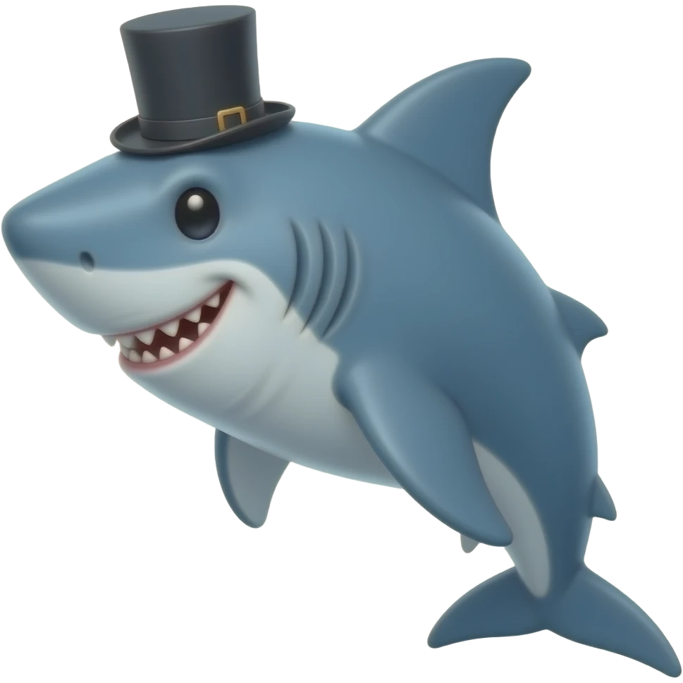 Shark with a top hat emoji