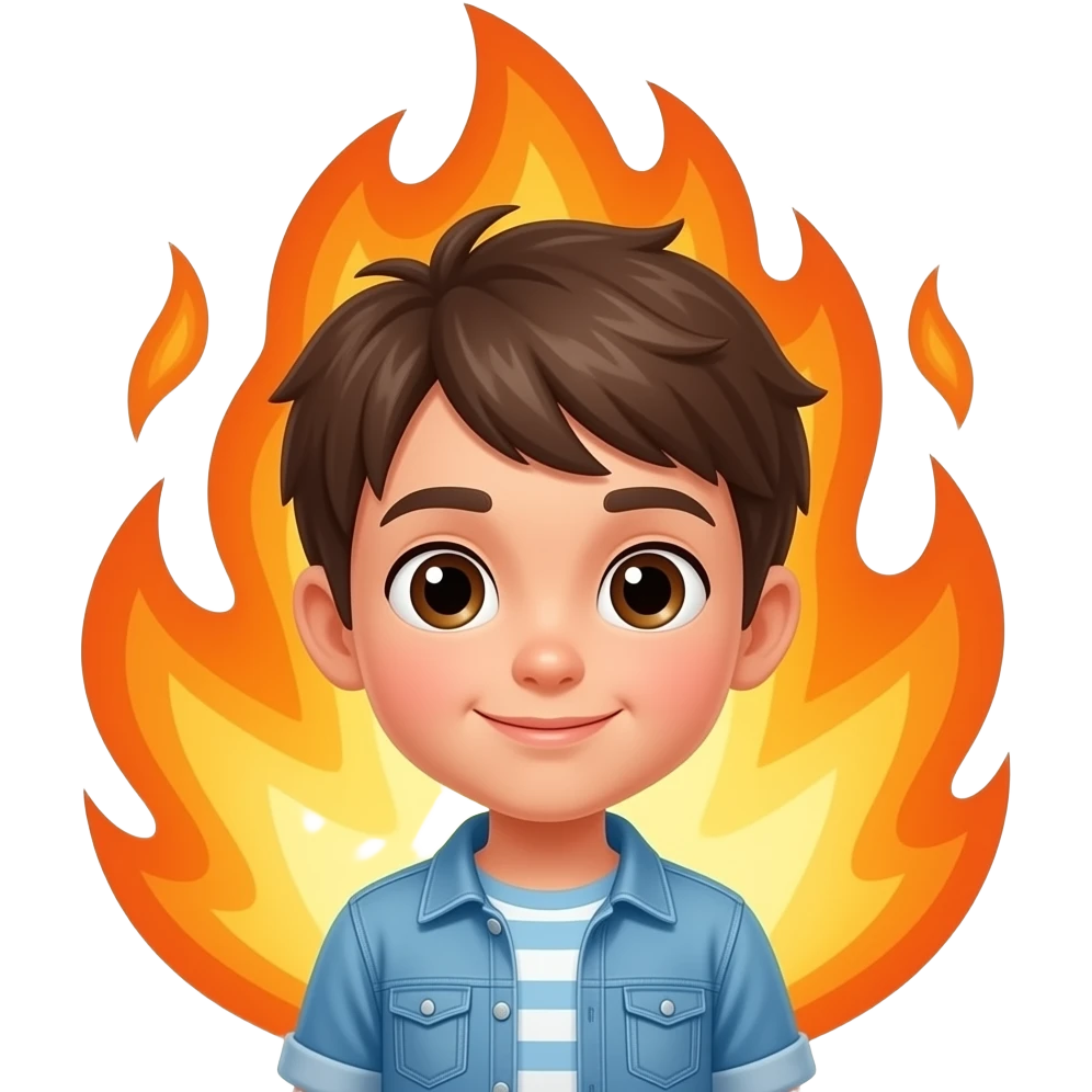 ребенок  и огонь emoji