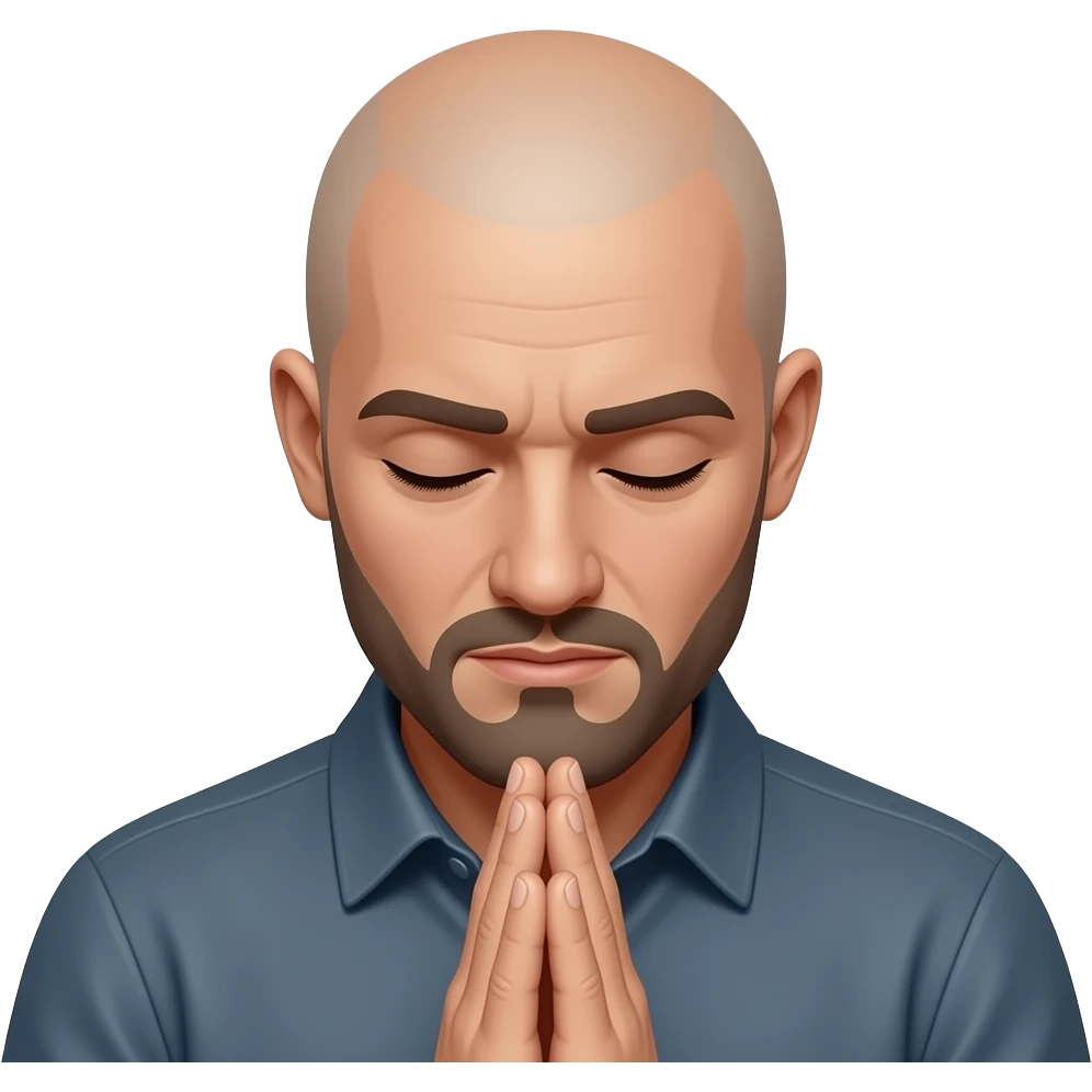 bald man goatee bowed down in prayer emoji