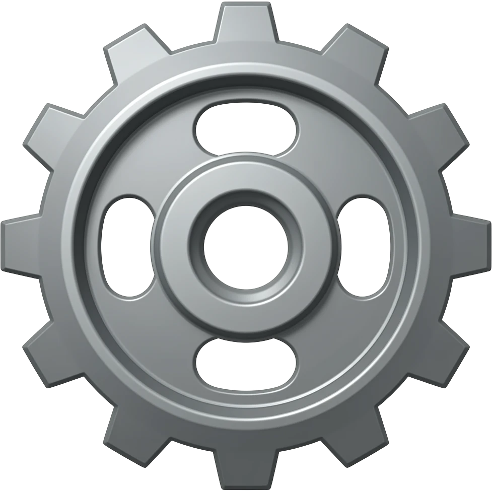 crea un emotiocno de represente engranajes grises sin cara emoji