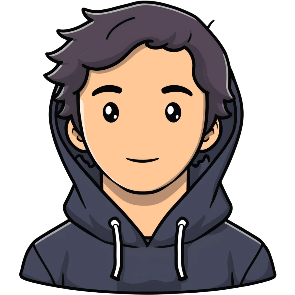 young white guy in a hoodie with wavy hair emoji