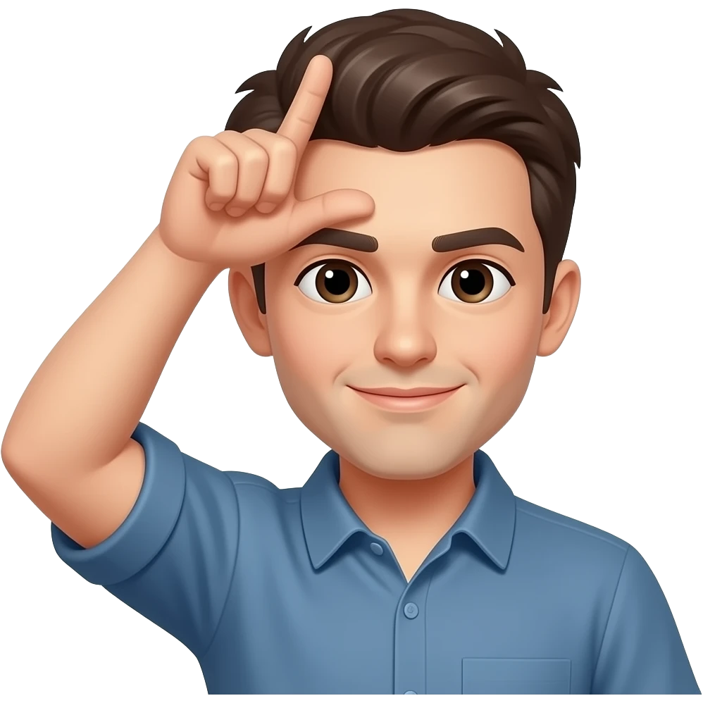 L shaped hand on forehead emjoi emoji