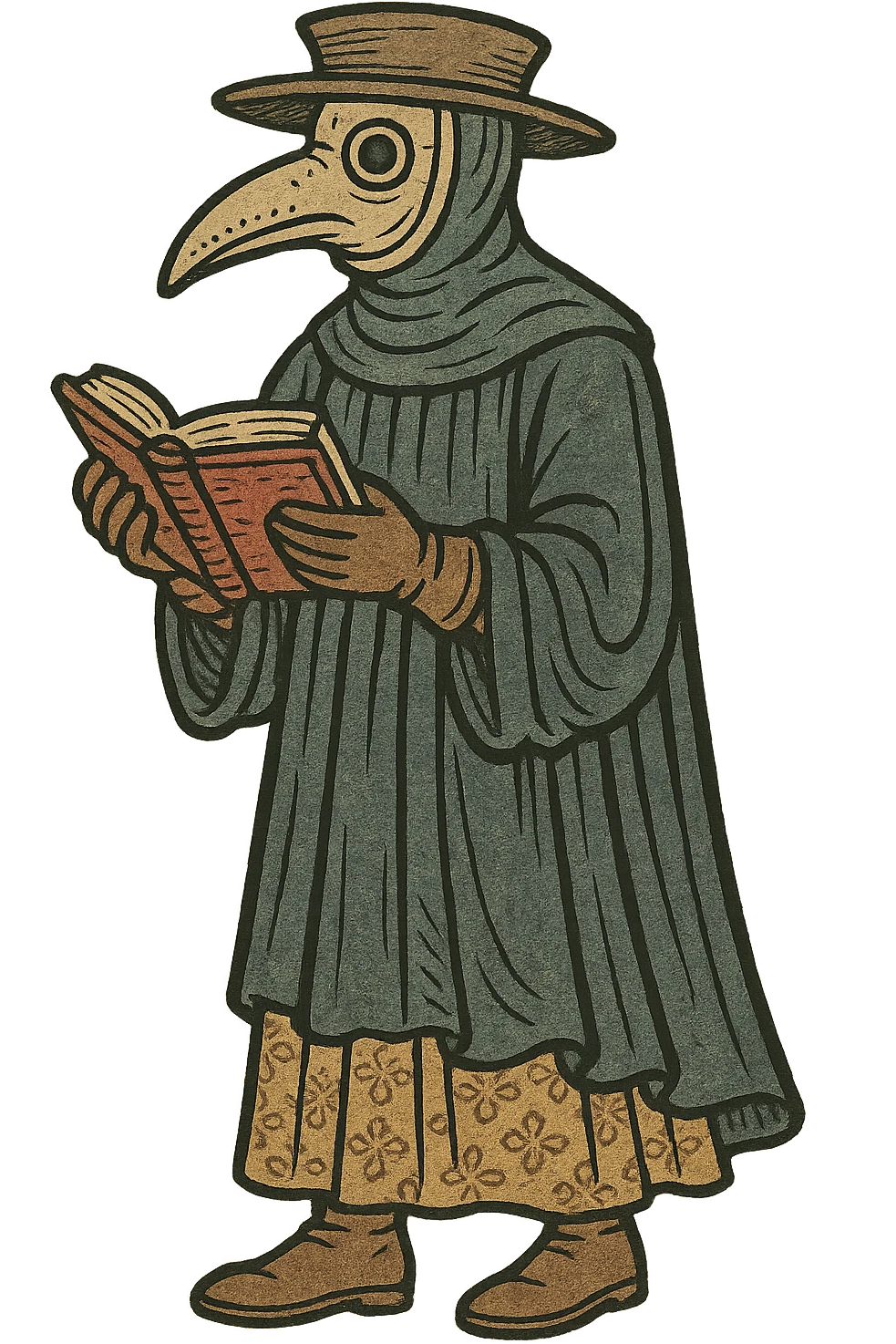 The full body of a medieval european doctor holding a medieval book emoji