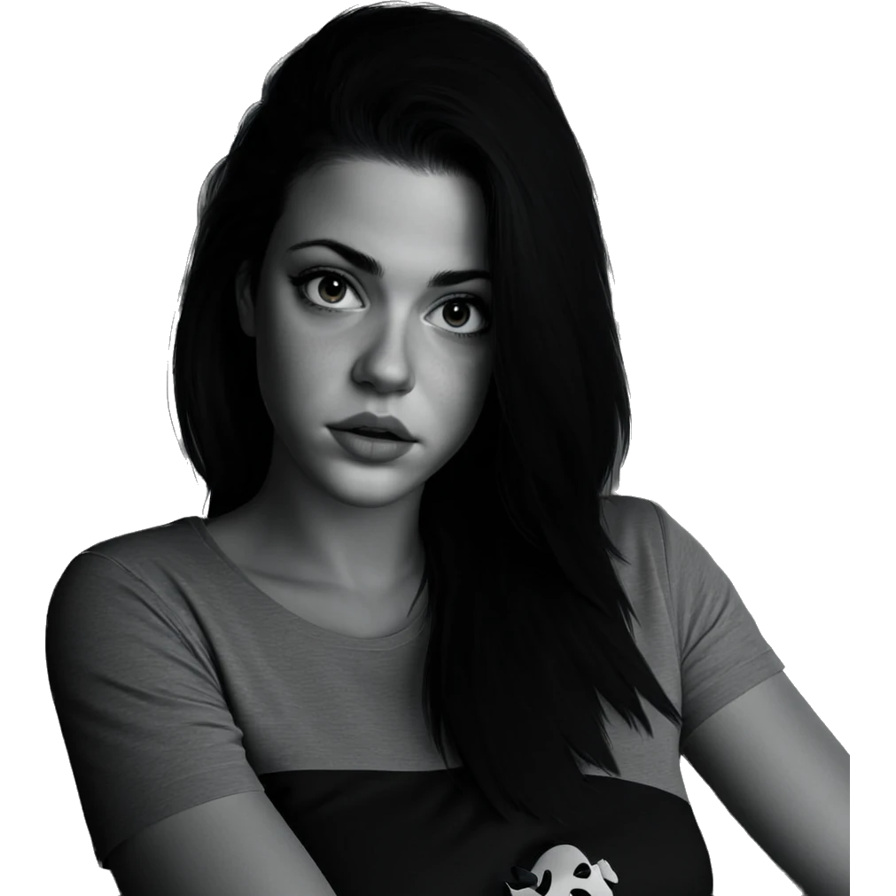 monochrome portrait of a girl emoji