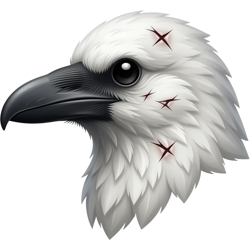 White crow with lota of scars emoji side profile head emoji