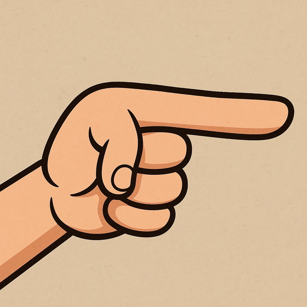 a hand with the index finger pointing forward, cartoon style emoji