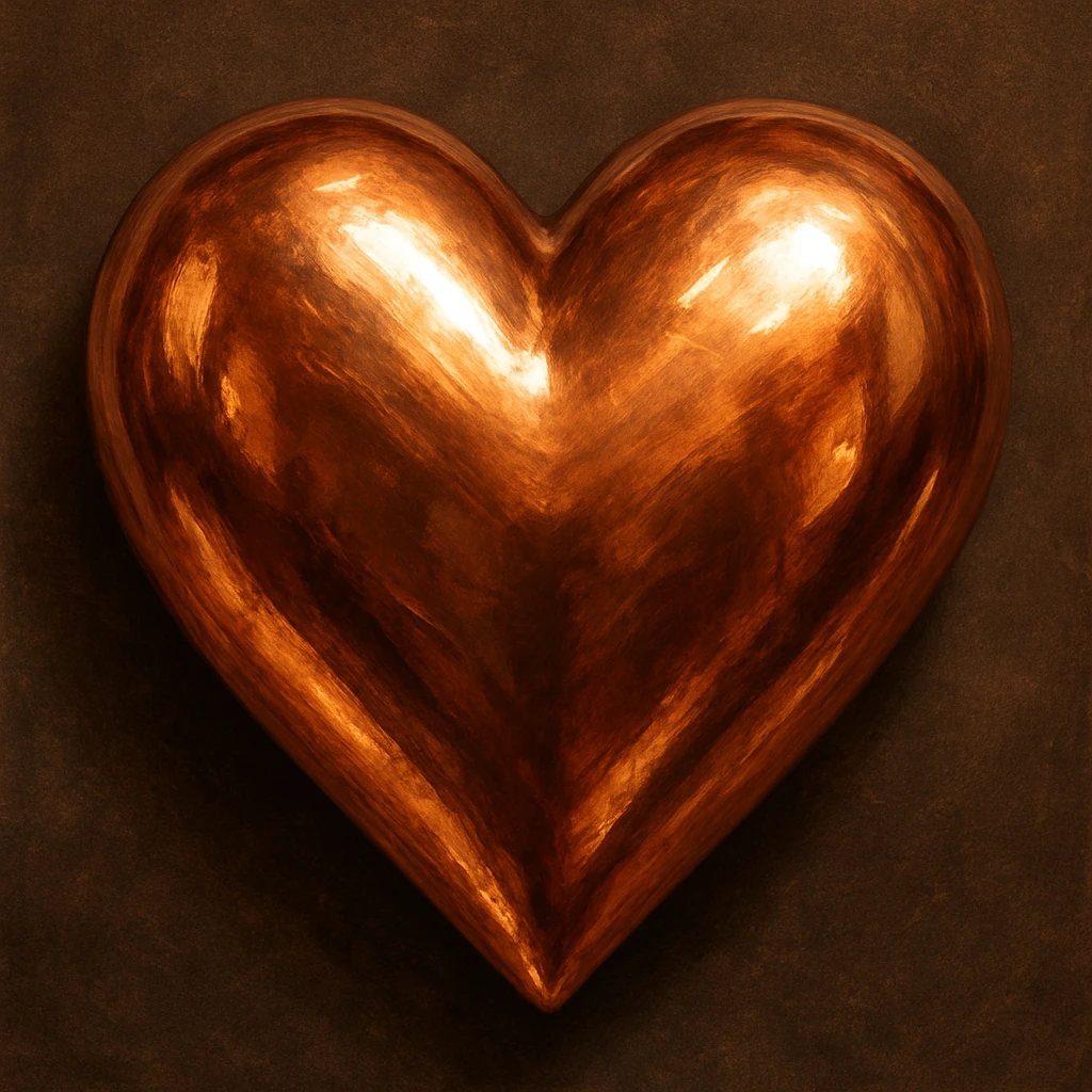 heart with a metallic copper finish, digital illustration emoji