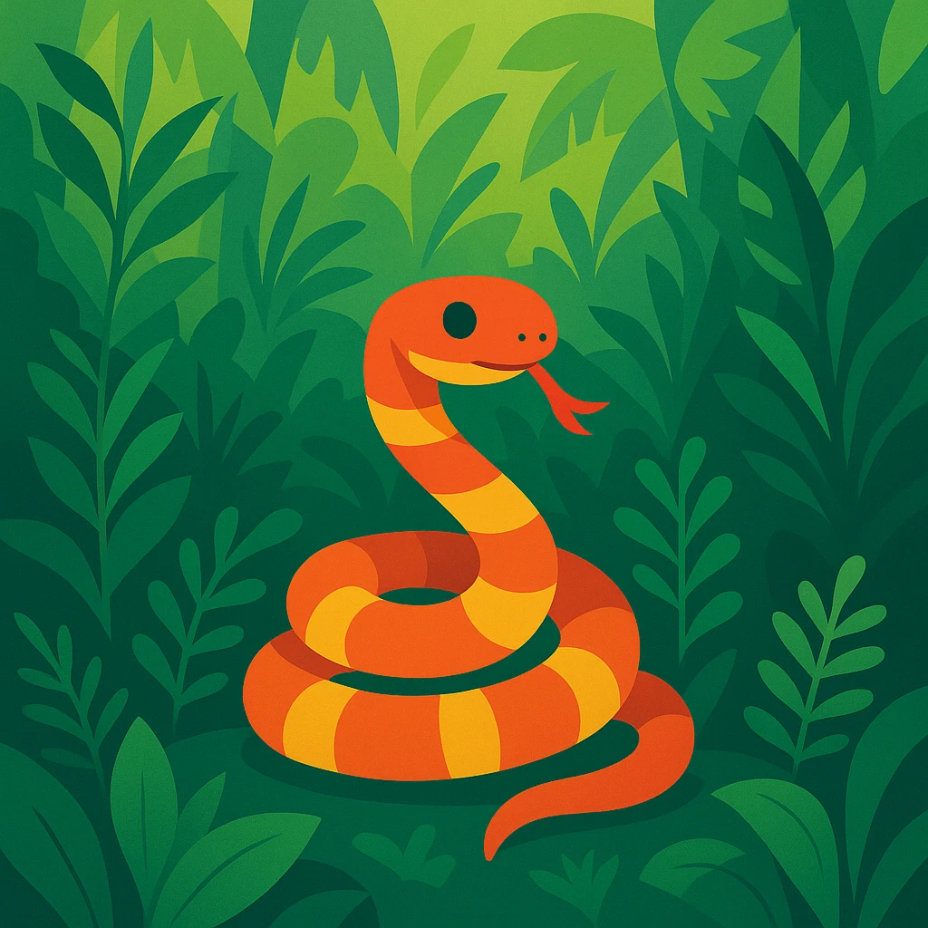 Flat design style snake in the jungle emoji