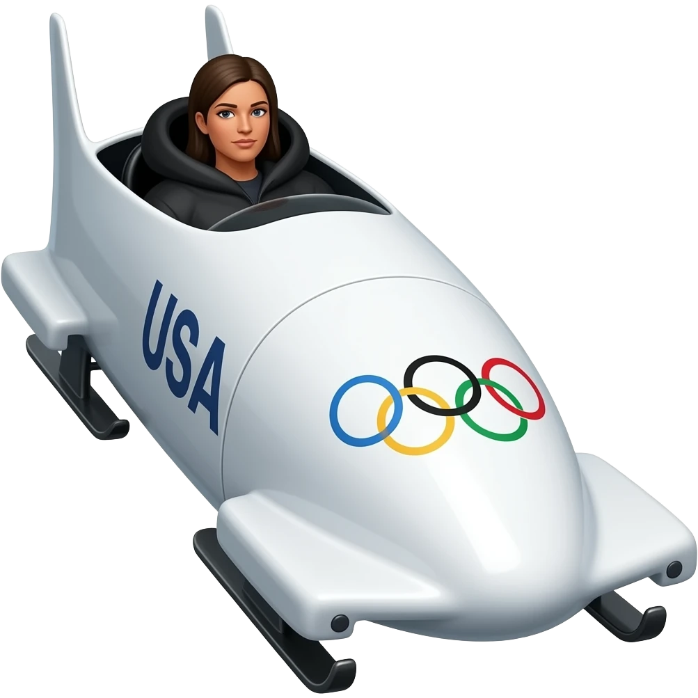 USA Olympic white Bobsled with black female inside emoji