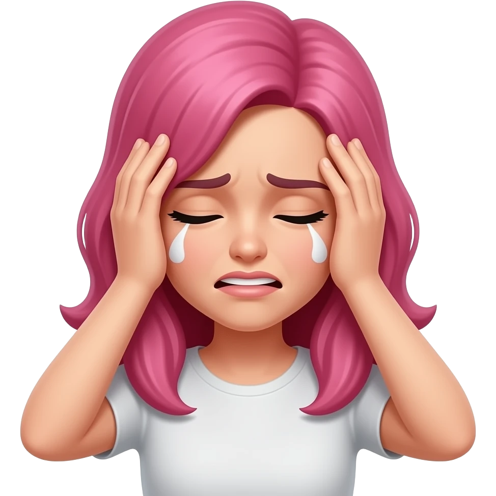 Headache woman with pink hair emoji