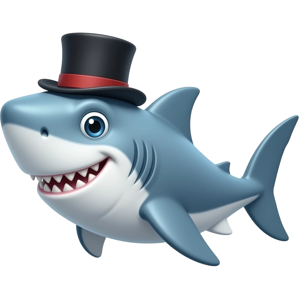 Shark with a top hat emoji
