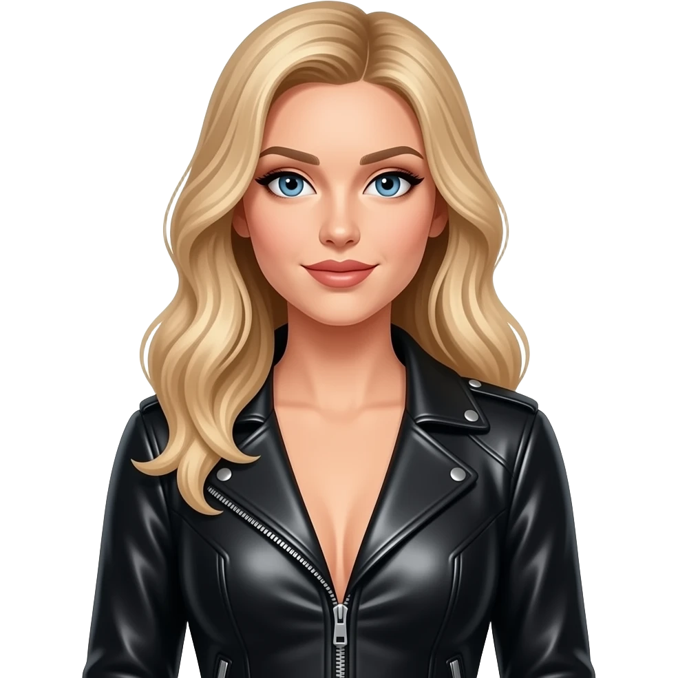 A gorgeous woman wearing tight leather  Blonde hair emoji