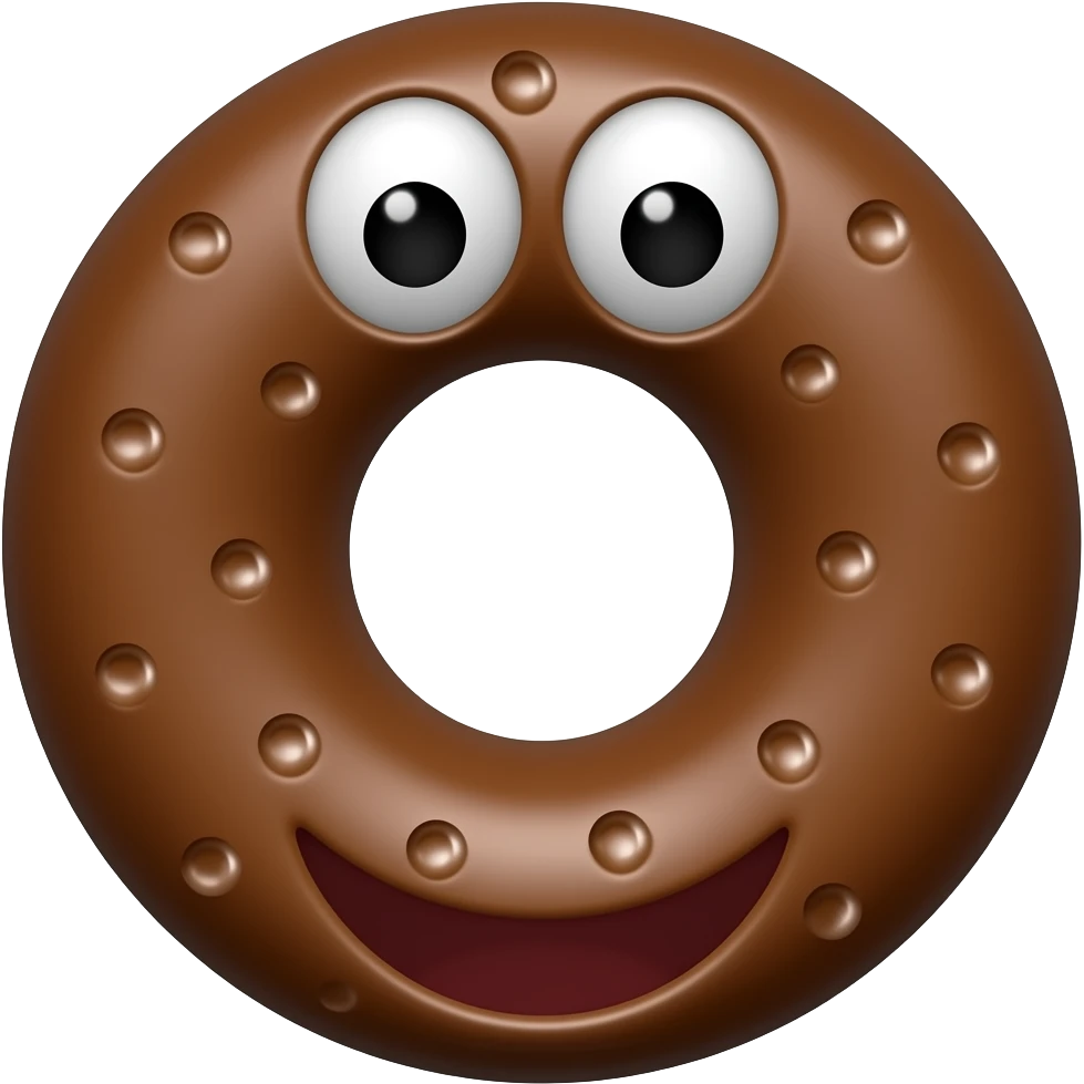 round chocolate hoop with fun emoji eyes and mouth emoji