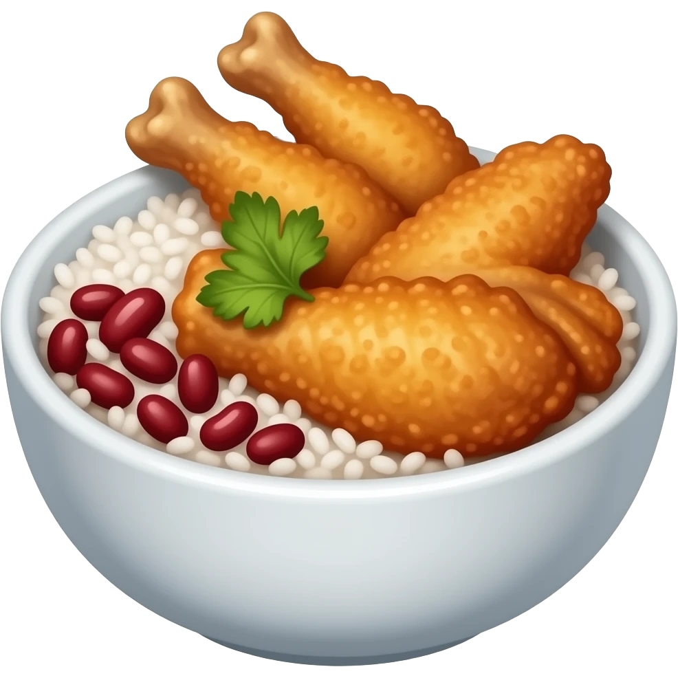 Bowl with fried chicken wings and red beans and rice emoji