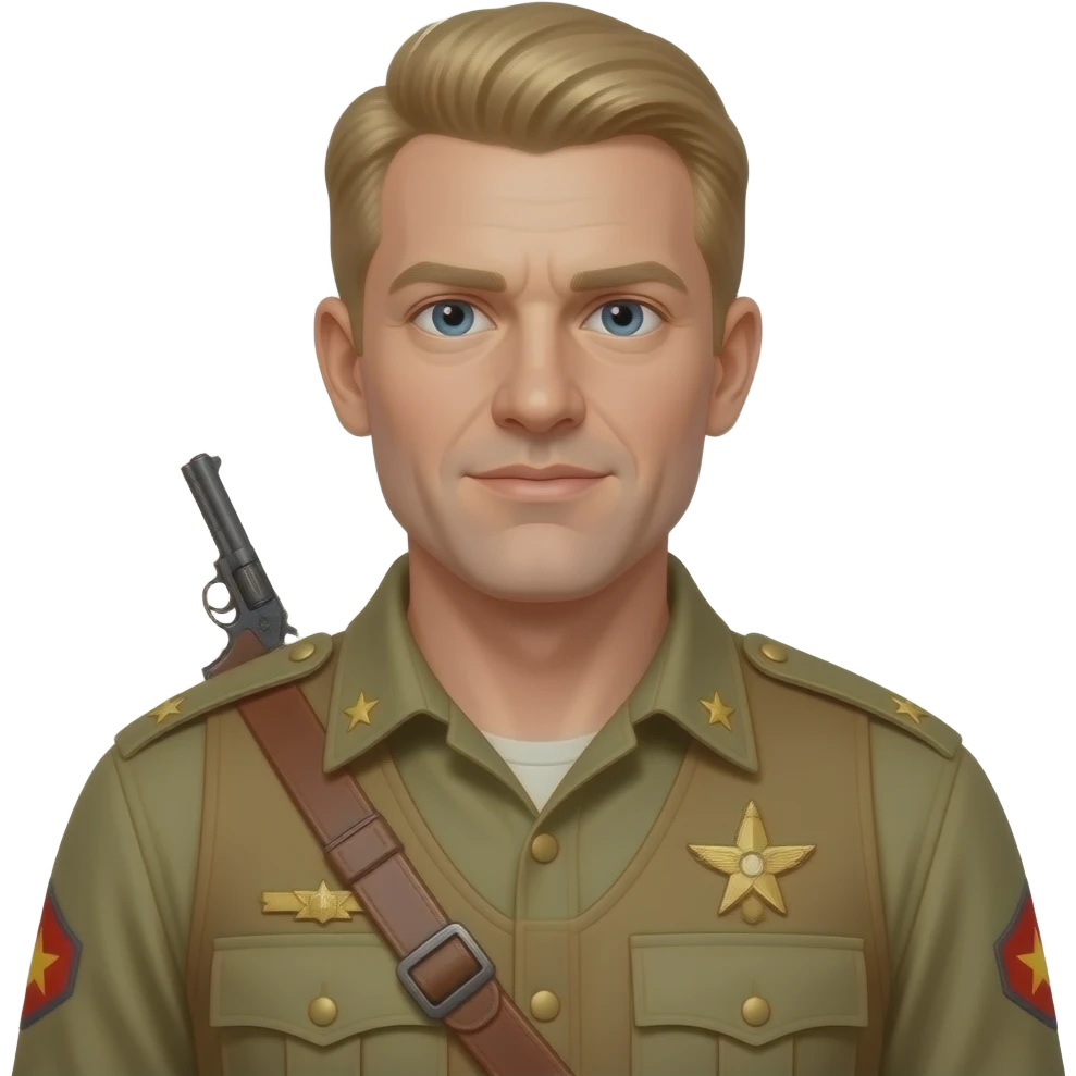 golden age british person with a military vest that has a pistol on it emoji