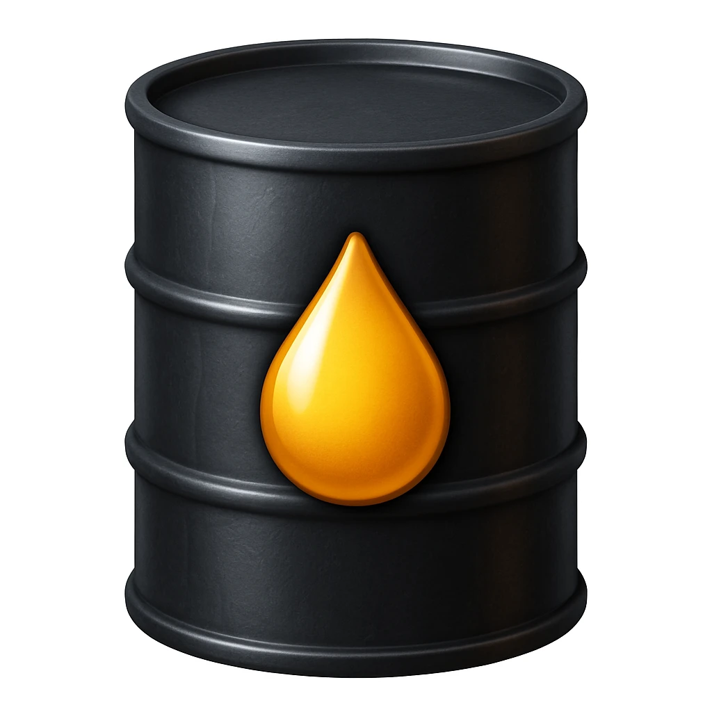 Сгенерируй мне в стиле детализированного емодзи черную бочку на которой нарисованна капля emoji