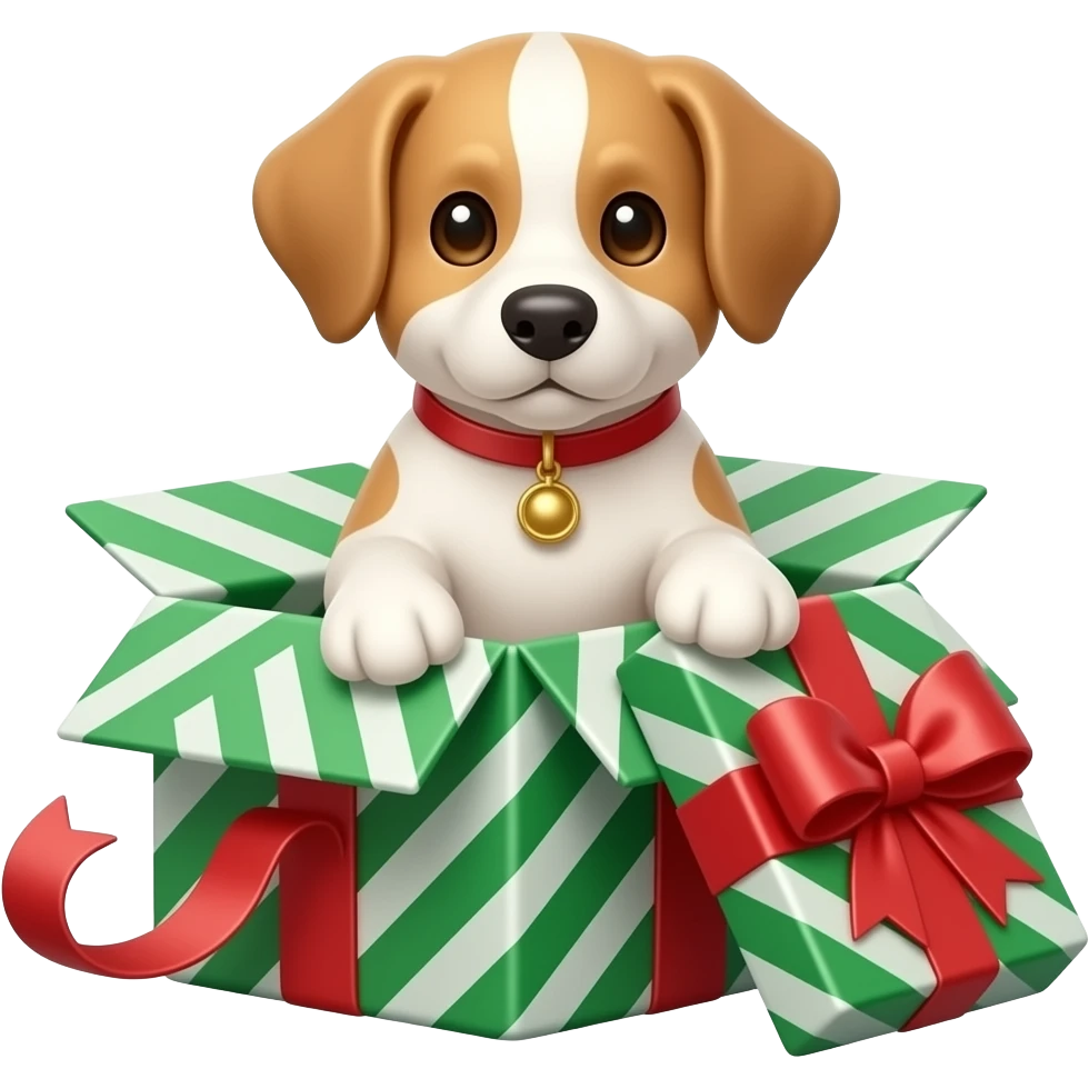 puppy in the Christmas gift box emoji