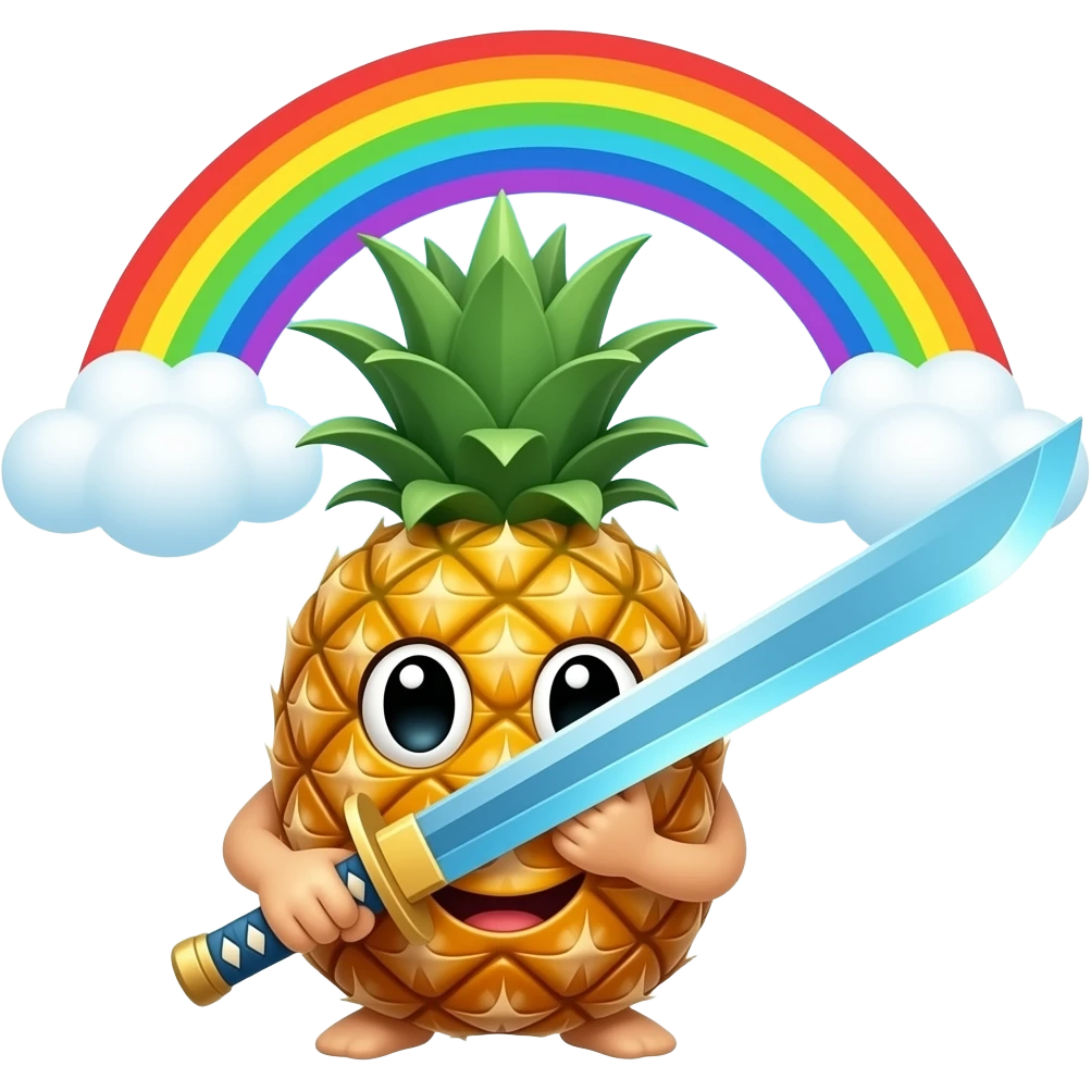 A pineapple eating manganata nag insta katana blue casting rainbow skies emoji