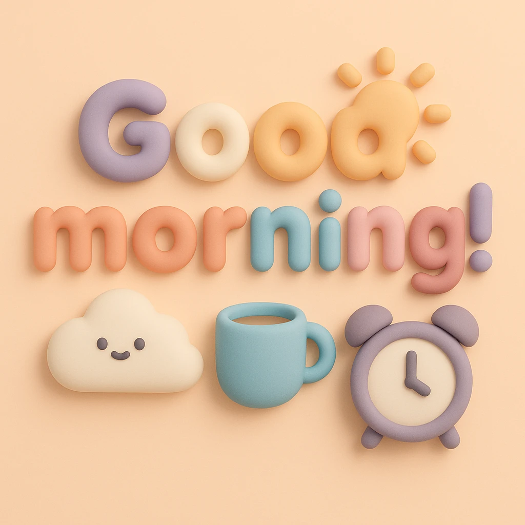 ”Good morning!” in mochi style emoji