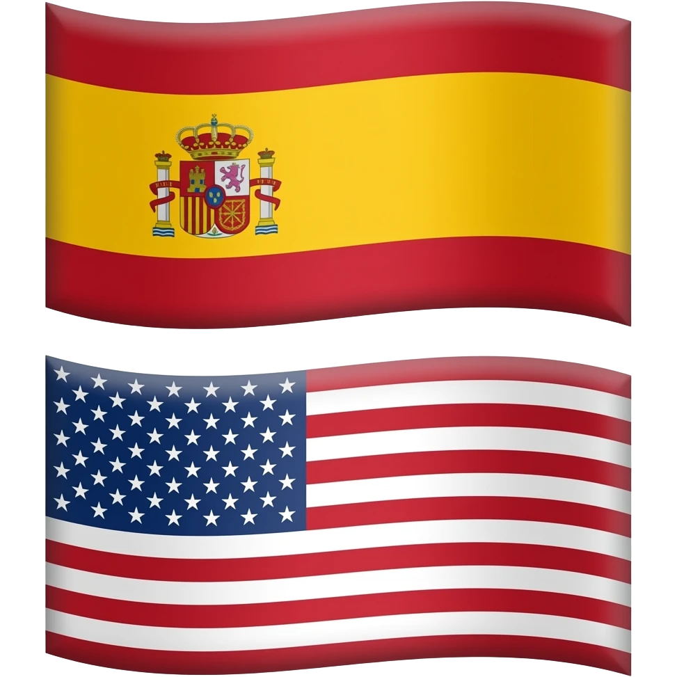 spain flag and us flag emoji