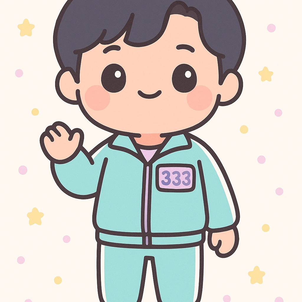 Player 333 From Squid Games full height, male, black hair emoji