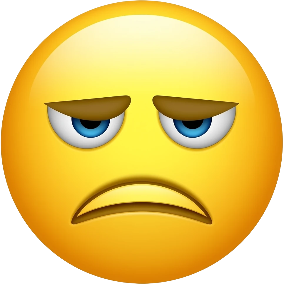 A normal iOS emoji, the normal base yellow face, but the face is disappointed and kind of grossed  and weirded out emoji