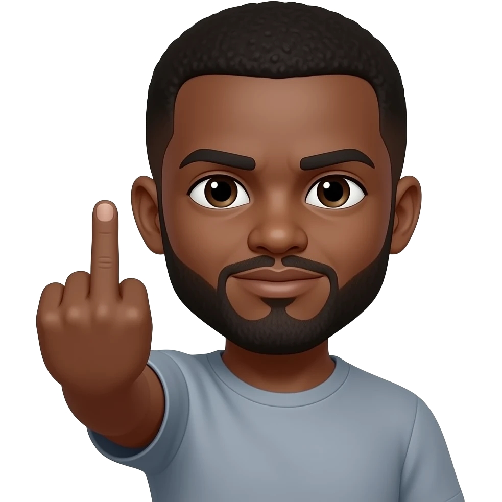Black emoji Man middle finger emoji
