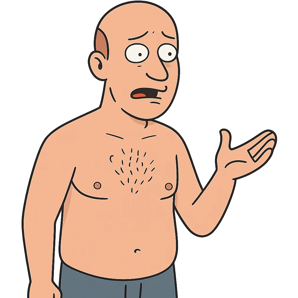 shirtless bald man cartoon style emoji