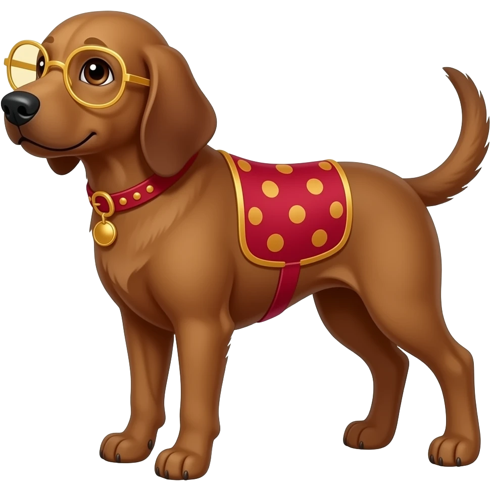 brown dog in Bollywood style version of guide dog emoji emoji