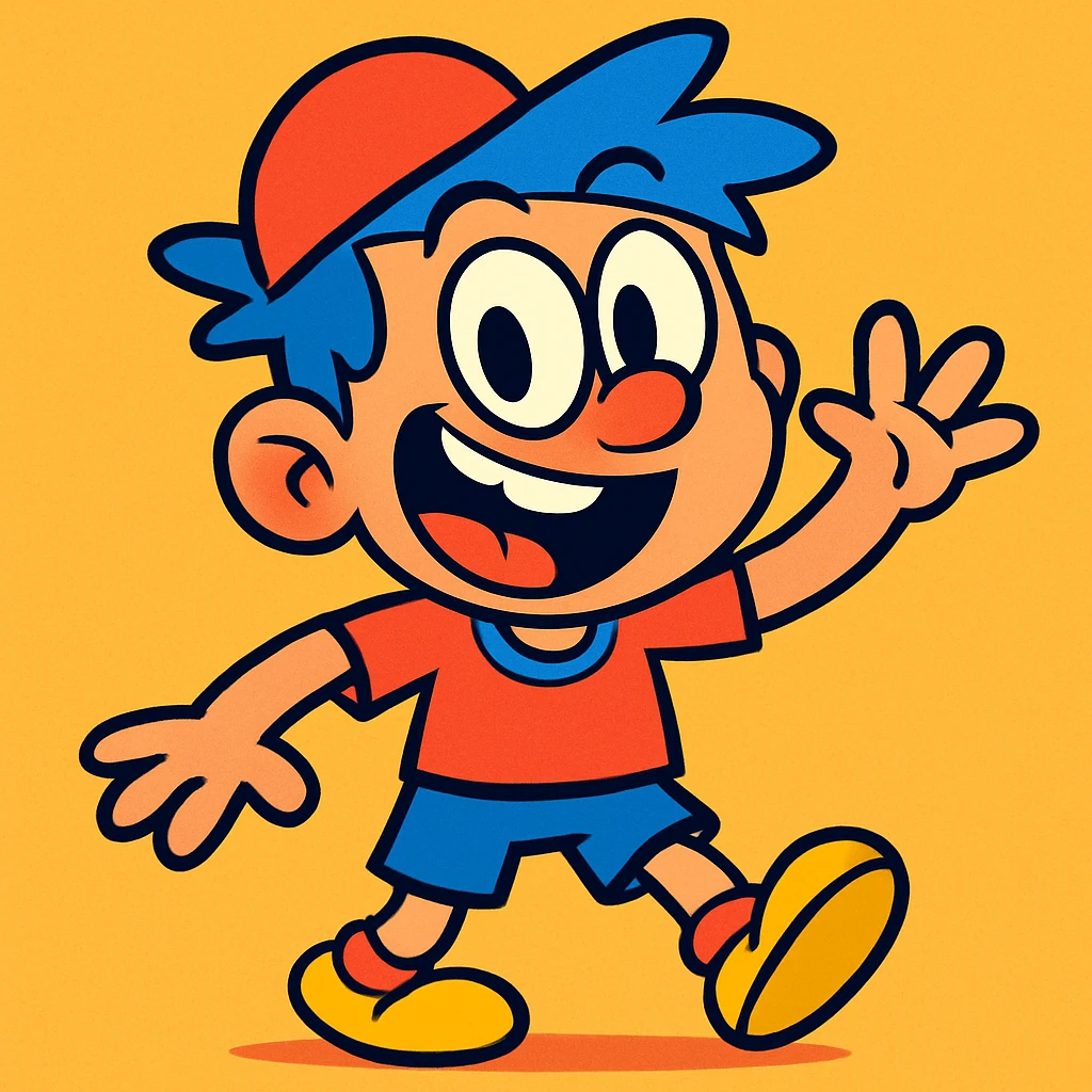 Segmia boy, playful character, vibrant colors, cartoon style emoji