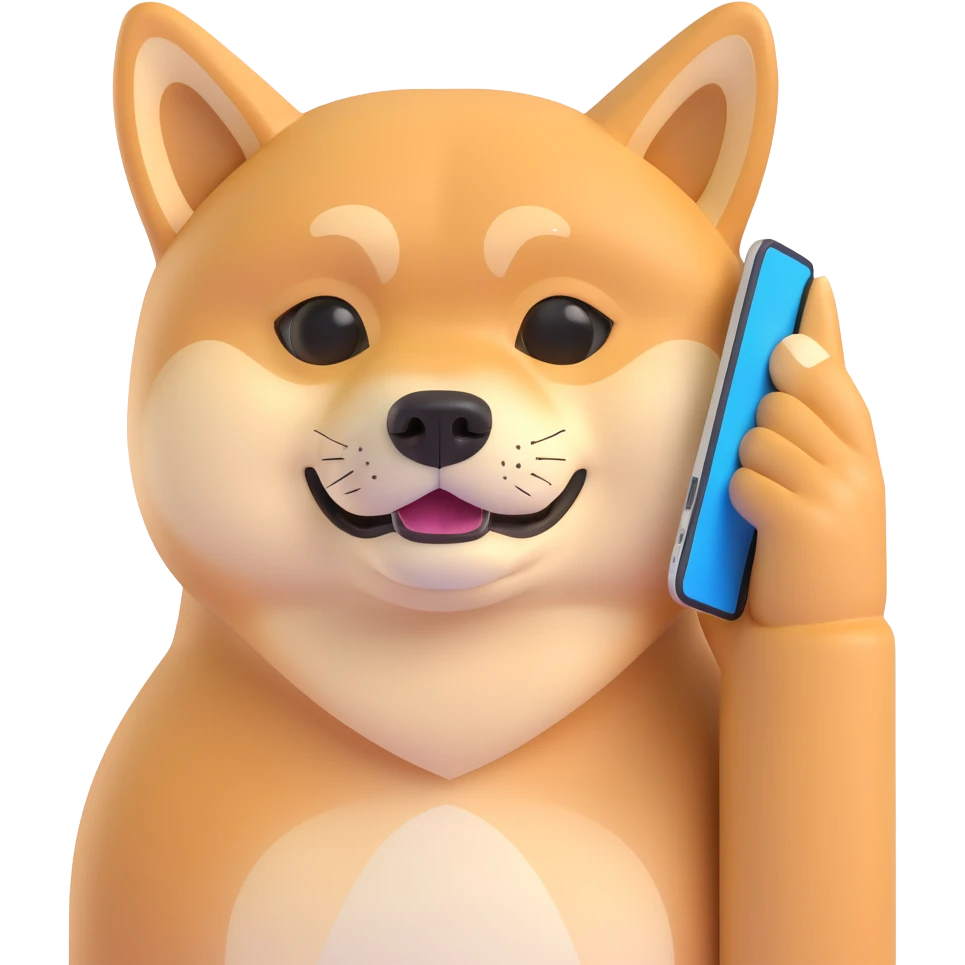 shiba inu calling on iphone emoji