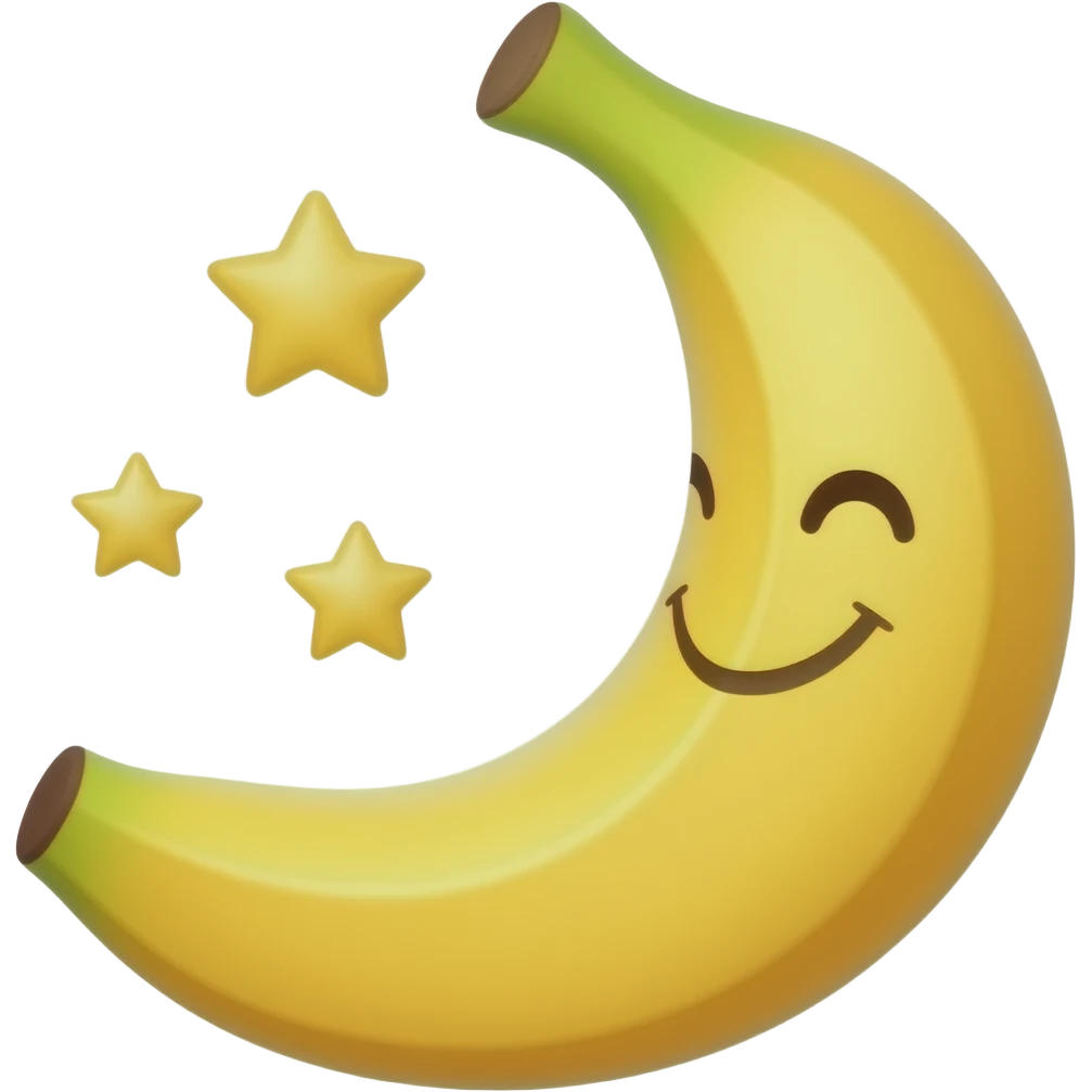 The emoji depicts a smiling moon as a banana and stars next to it, the crescent moon is the banana. emoji