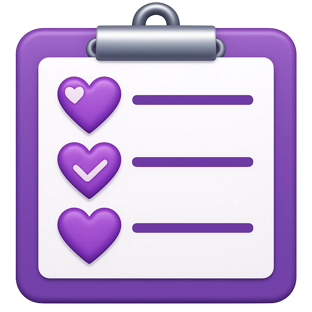 checklist purple heart emoji  emoji