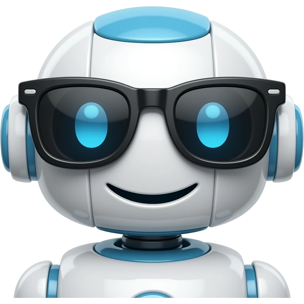 3d cartoon Robot with sunglasses emoji