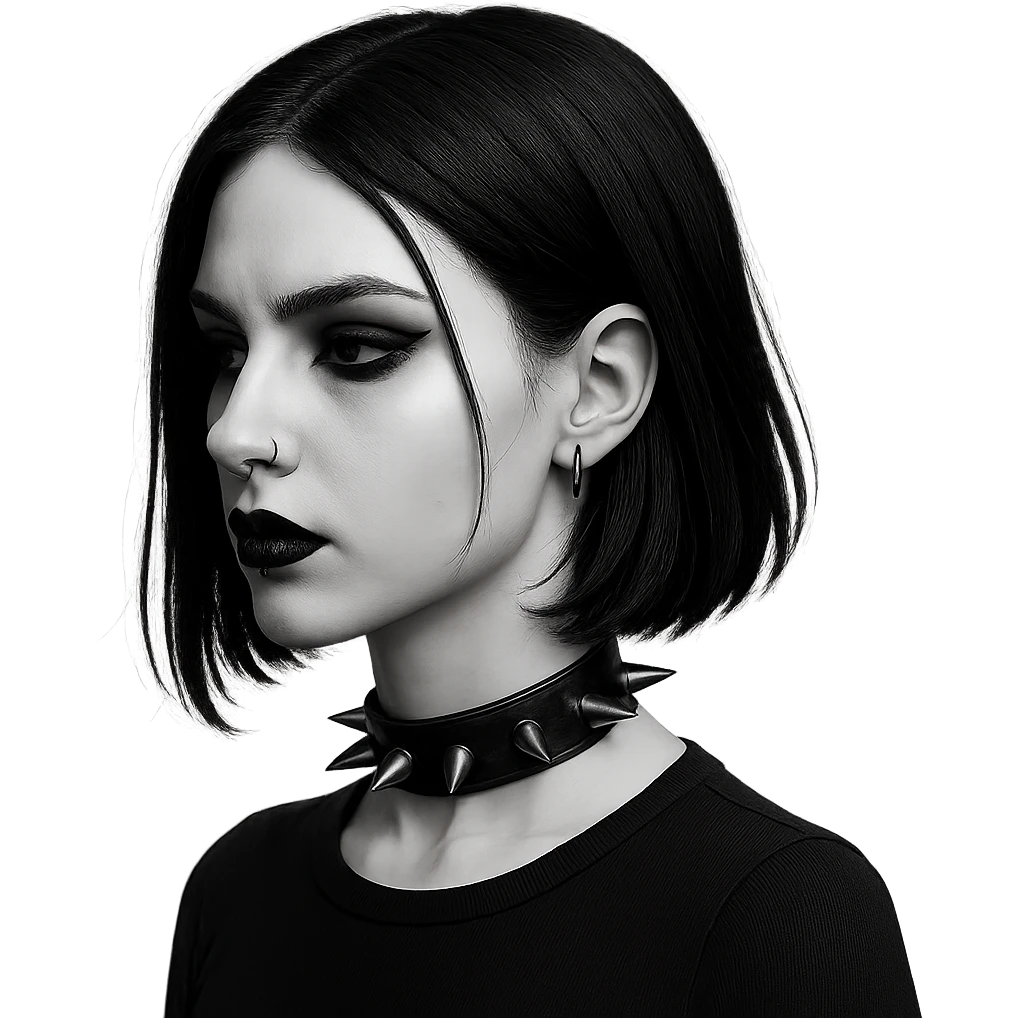 goth black white profile pic 3d  , remove background  emoji