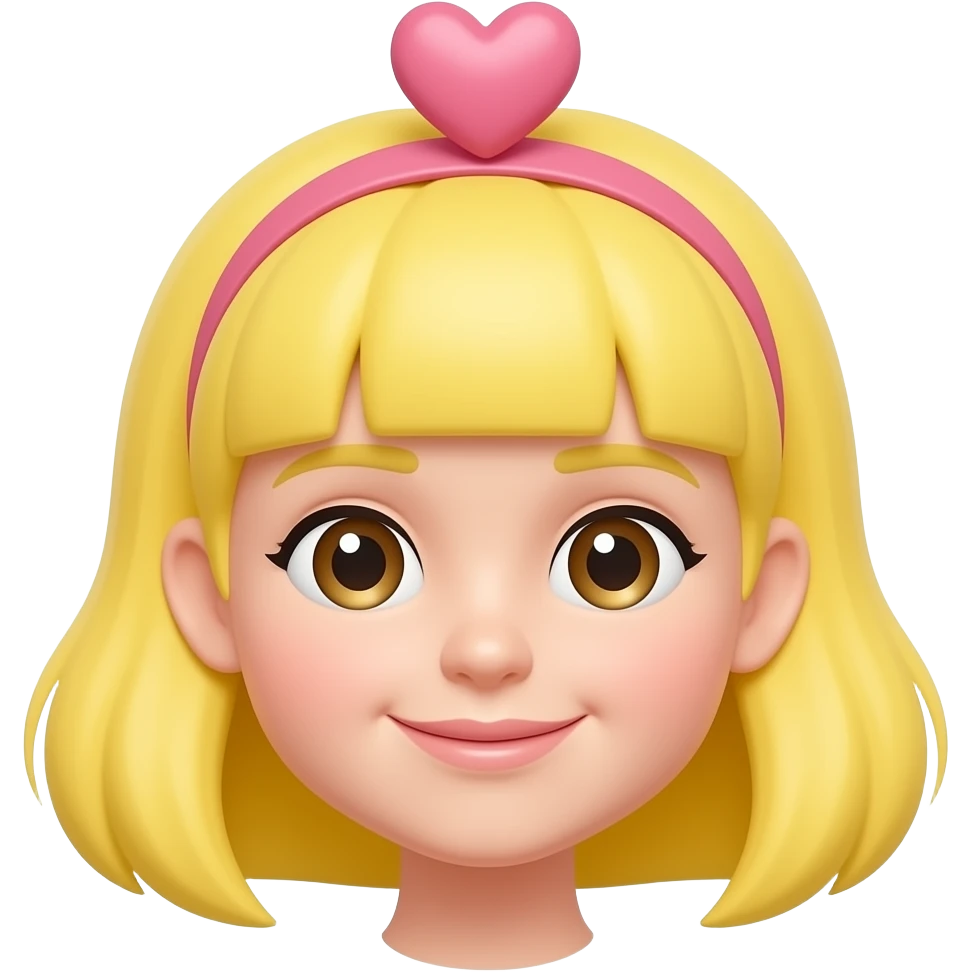 A yellow pastel emoji with cute eyes and a heart-shaped headband emoji