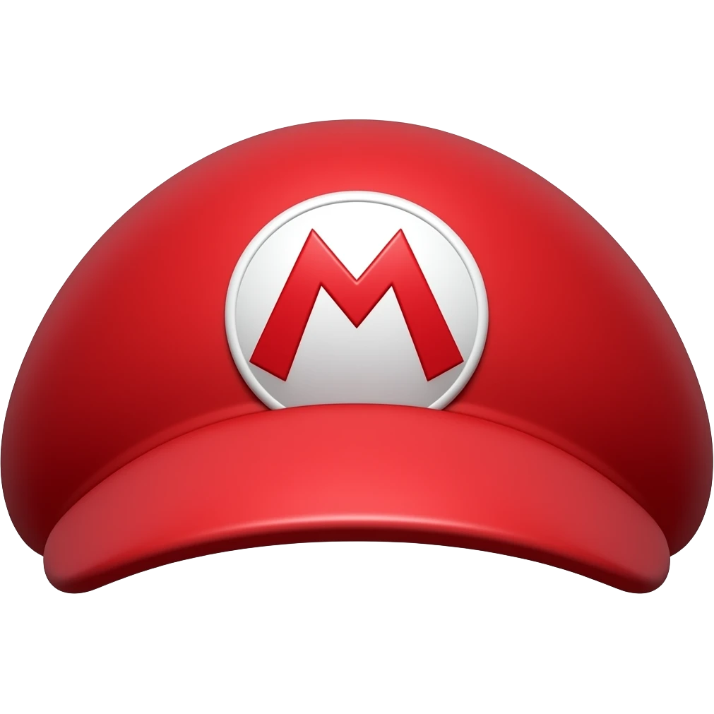 Super mario red hat white point mit an M in the middle of it emoji