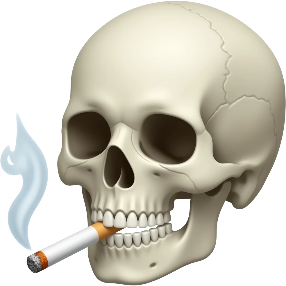 Skull smoking sad emoji