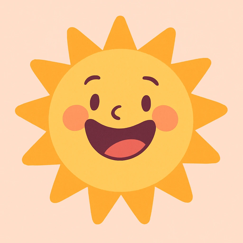 a smiling sun with soft pastel colors, pastel toon style emoji