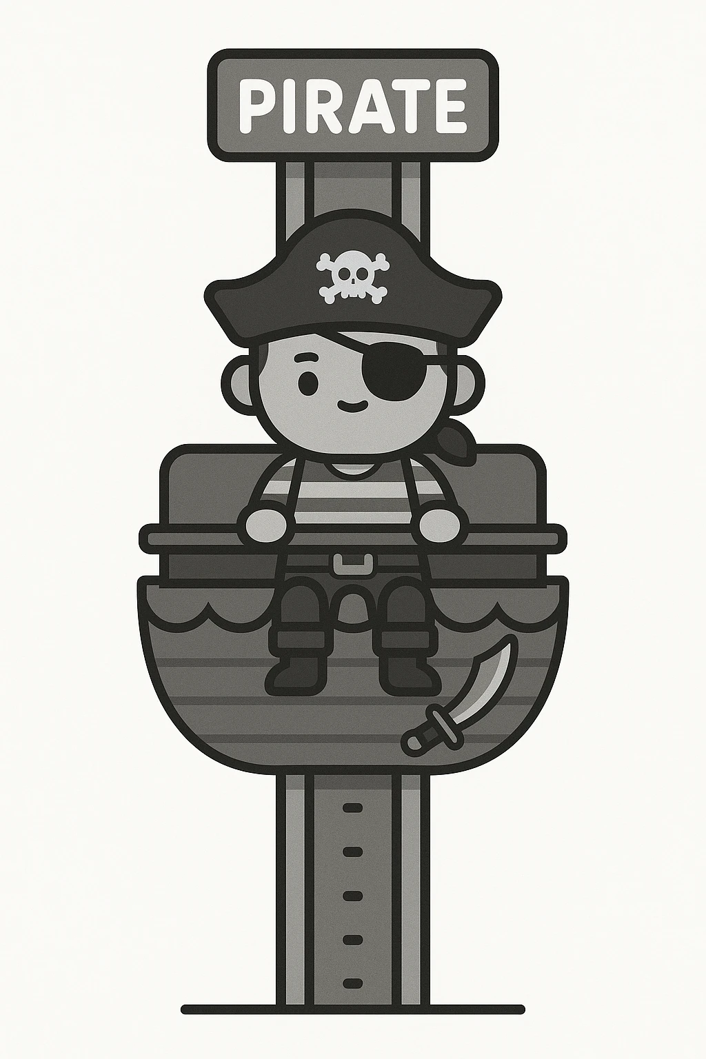 Un pirate sur une tour de chute de parc atrraction pirate  emoji
