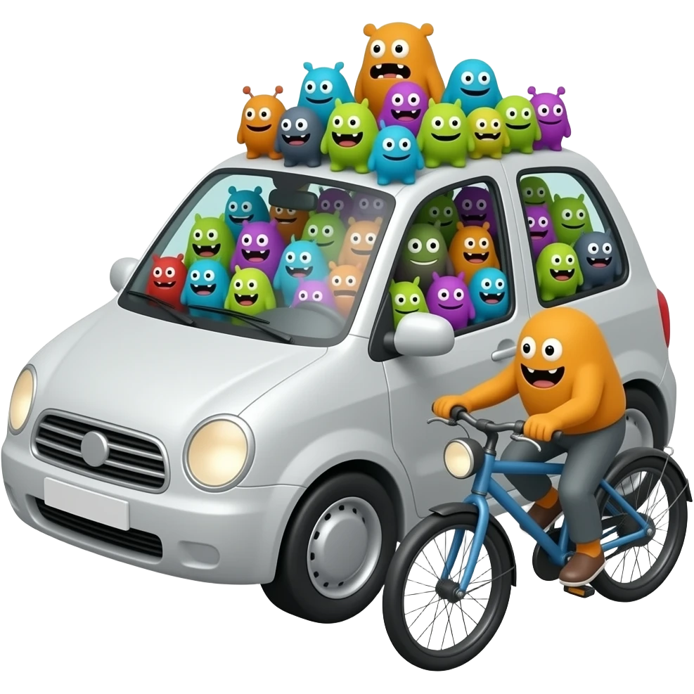 10000 Little monster  in the car and bike emoji