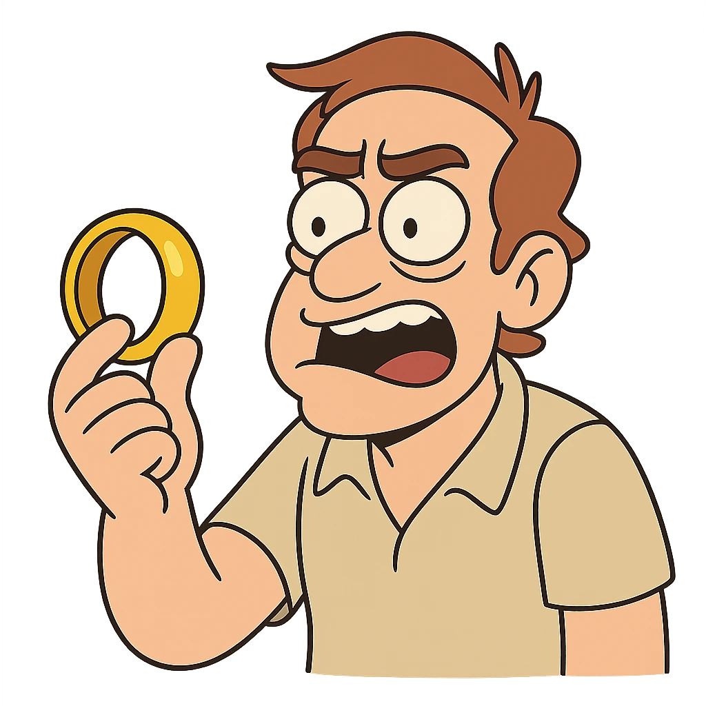 golden ring, stylized cartoon, bold lines emoji