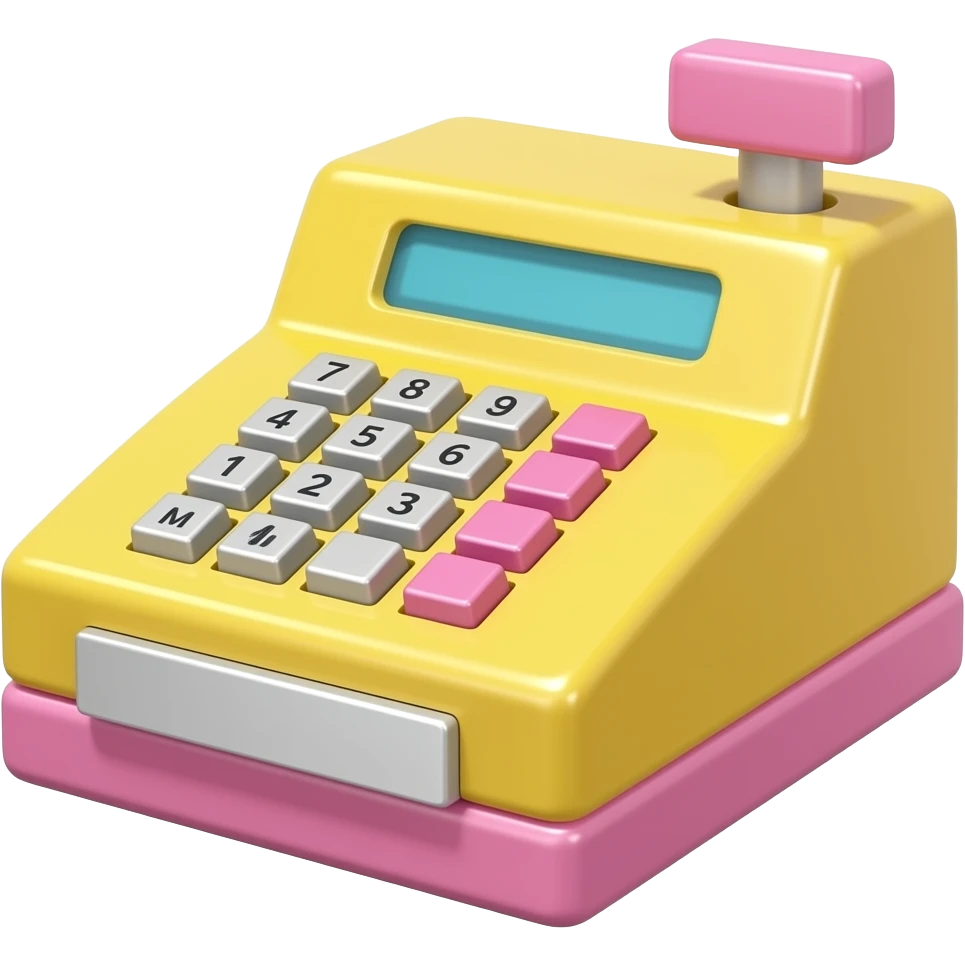 yellow cash register inspired by barbie colour pallete emoji