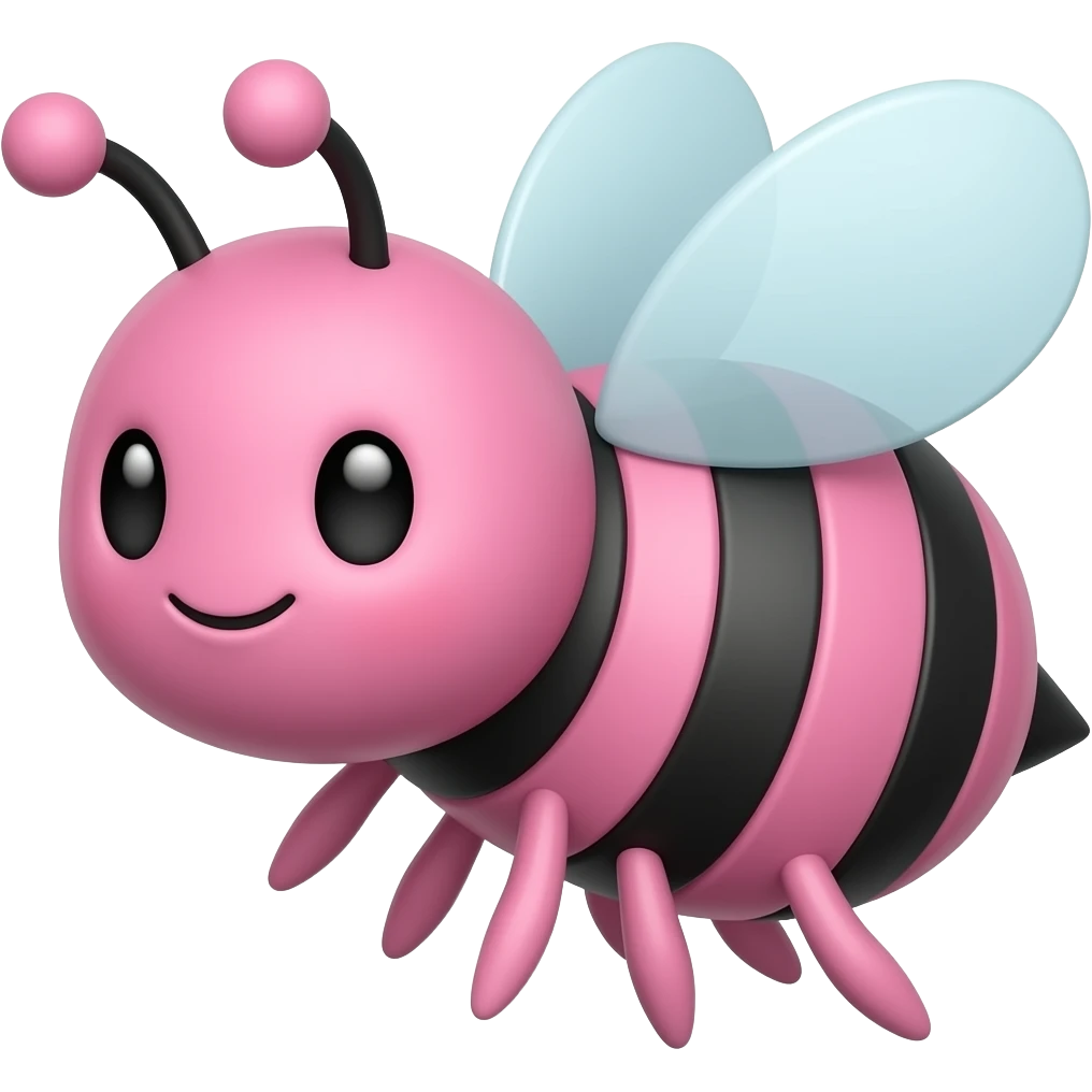 cute cartoon pink flying bee emoji