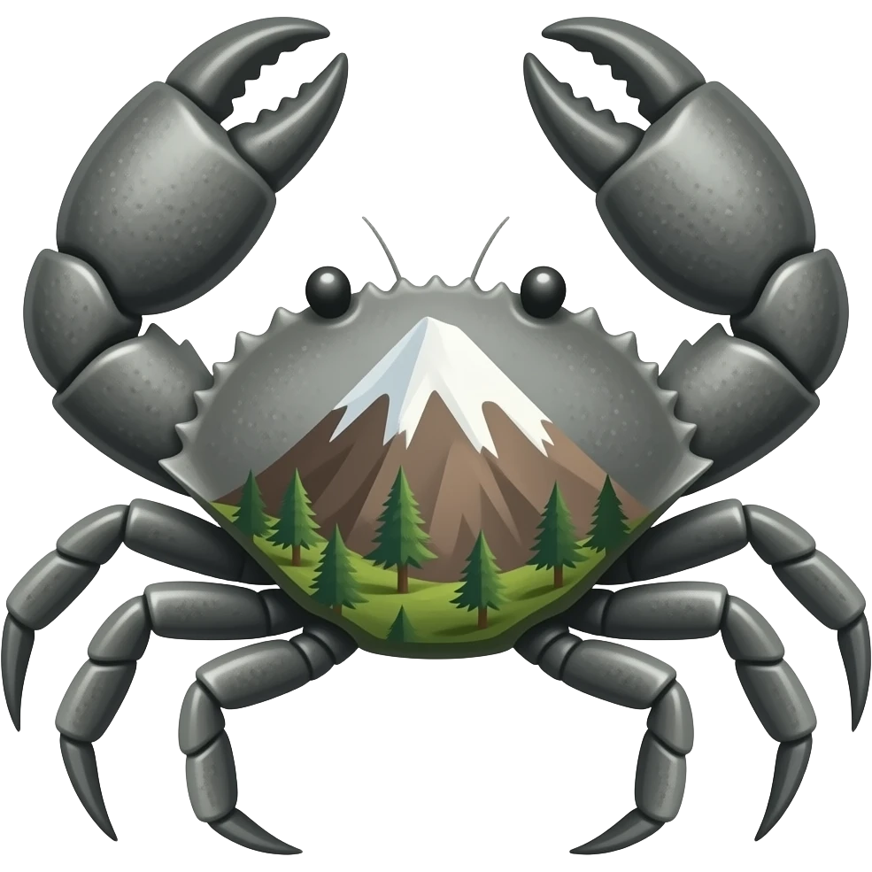 Gray crab a with a mountain on his back emoji