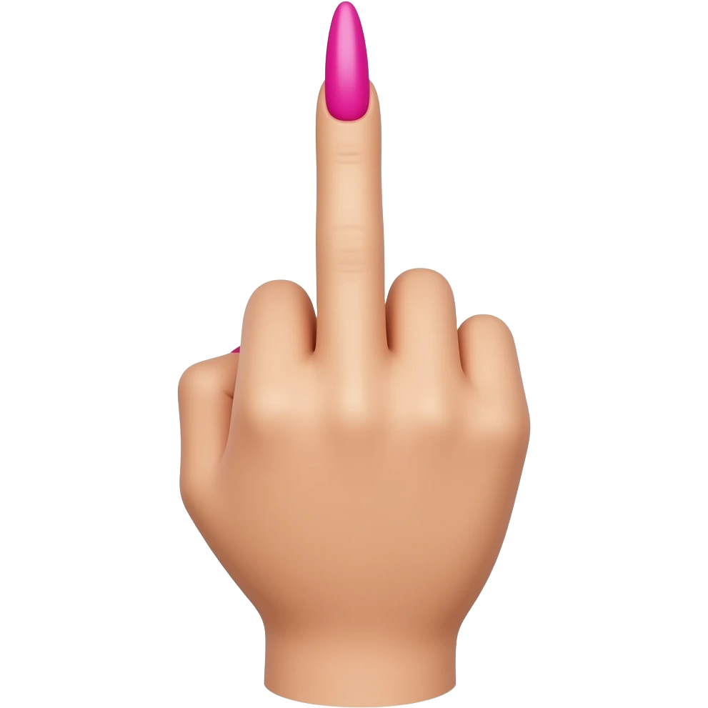 middle finger gesture with long pink nails emoji